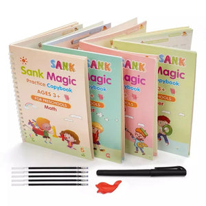 SET DE 4 CUADERNOS REUTILIZABLE PARA CALIGRAFIA + BOLIGRAFO REUTILIZABLE