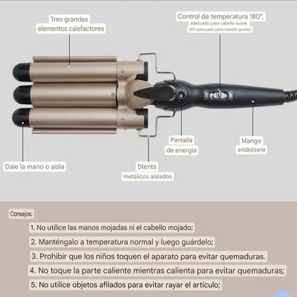 Rizadora Profesional de Cabello 3 Cabezales