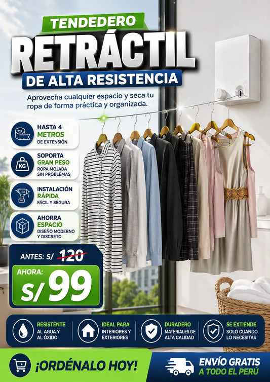 Tendedero de Ropa Retráctil